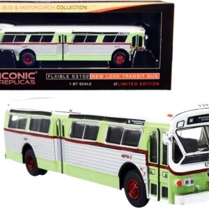 Flxible 53102 Transit Bus #N “Roosevelt Blvd. & Comly Road” SEPTA Philadelphia (Pennsylvania) Light Green and Silver with White Top “Vintage Bus & Motorcoach Collection” 1/87 (HO) Diecast Model by Iconic Replicas