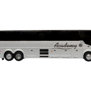 Prevost H3-45 Coach Bus “Academy Bus Lines” Silver Metallic Limited Edition 1/87 (HO) Diecast Model by Iconic Replicas