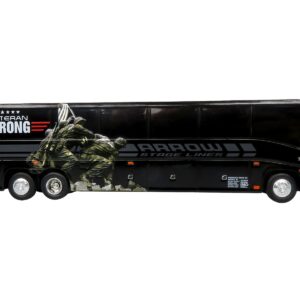 MCI J4500 Coach Bus “Arrow Stage Lines – Veteran Strong” Black “The Bus & Motorcoach Collection” Limited Edition to 504 pieces Worldwide 1/87 (HO) Diecast Model by Iconic Replicas