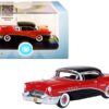 1955 Buick Century Carlsbad Black and Cherokee Red 1/87 (HO) Scale Diecast Model Car by Oxford Diecast