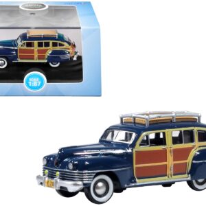 1942 Chrysler Town & Country Woody Wagon South Sea Blue with Wood Panels and Roof Rack 1/87 (HO) Scale Diecast Model Car by Oxford Diecast