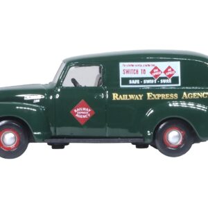 1950 Chevrolet Panel Van “Railway Express Agency” Dark Green 1/87 (HO) Scale Diecast Model Car by Oxford Diecast