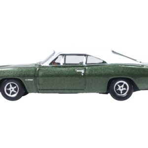 1968 Dodge Charger Racing Green Metallic with White Top and Tail Stripe 1/87 (HO) Scale Diecast Model Car by Oxford Diecast