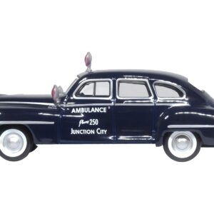 1946 DeSoto Suburban Ambulance Dark Blue “Junction City Ambulance” 1/87 (HO) Scale Diecast Model Car by Oxford Diecast