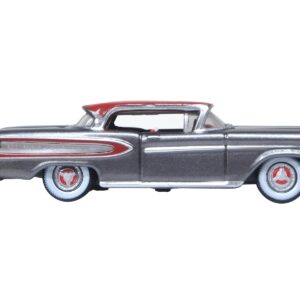 1958 Edsel Citation Silver Gray Metallic with Ember Red Top and Red Interior 1/87 (HO) Scale Diecast Model Car by Oxford Diecast