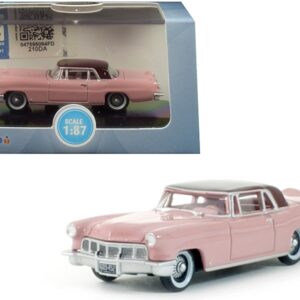 1956 Lincoln Continental Mark II Pink with Dubonnet Red Top 1/87 (HO) Scale Diecast Model Car by Oxford Diecast