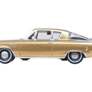 1965 Plymouth Barracuda Gold Metallic with Black Stripes 1/87 (HO) Scale Diecast Model Car by Oxford Diecast