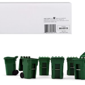 Set of 6 Green Garbage Trash Bin Containers Replica 1/34 Models by First Gear