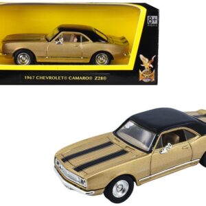 1967 Chevrolet Camaro Z-28 Gold with Black Stripes and Black Top 1/43 Diecast Model Car by Road Signature