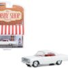 1963 Chevrolet Bel Air White with Orange Interior and Vintage Gas Pump “The Hobby Shop” Series 15 1/64 Diecast Model Car by Greenlight