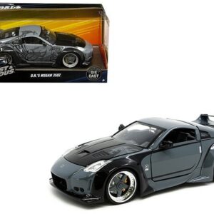 D.K.’s Nissan 350Z Gray and Black with Graphics “Fast & Furious” Movie 1/24 Diecast Model Car by Jada