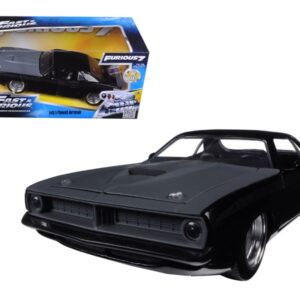 Letty’s Plymouth Barracuda Matt Black “Fast & Furious 7” Movie 1/24 Diecast Model Car by Jada