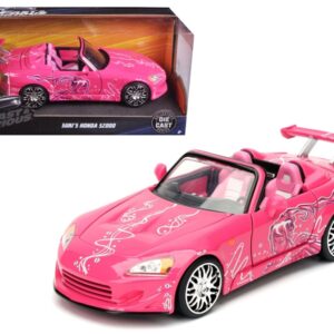 Suki’s 2001 Honda S2000 Convertible Pink with Graphics “Fast & Furious” Movie 1/24 Diecast Model Car by Jada