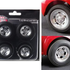 Polished Drag Wheels and Tires 4 pcs Set from 1941 Gasser 1/18 by Acme