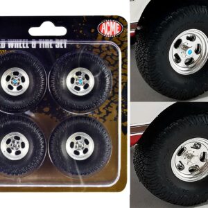 Off Road Wheels and Tires Set of 4 pieces from “1972 Chevrolet K-10 4×4” for 1/18 Scale Models by ACME