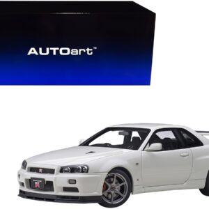 Nissan Skyline GT-R (R34) V-Spec II RHD (Right Hand Drive) White Pearl 1/18 Model Car by Autoart