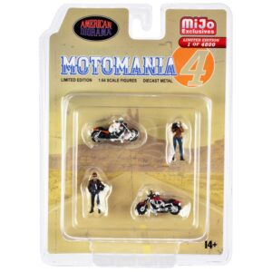 “Motomania 4” 4 piece Diecast Set (2 Figures and 2 Motorcycles) Limited Edition to 4800 pieces Worldwide 1/64 Scale Models by American Diorama