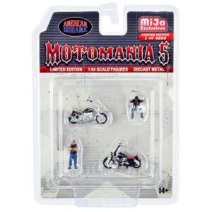 “Motomania 5” 4 piece Diecast Set (2 Figures and 2 Motorcycles) Limited Edition to 4800 pieces Worldwide for 1/64 Scale Models by American Diorama