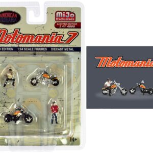 “Motomania 7” 4 piece Diecast Figure Set (2 Figures 2 Motorcycles) Limited Edition to 4800 pieces Worldwide for 1/64 scale models by American Diorama