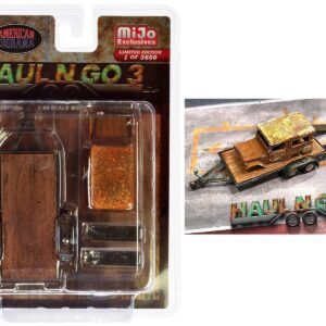 “Haul N Go 3” 4 piece Diecast Model Set (1 Flatbed Trailer 1 Abandoned Car 2 Ramps) Limited Edition to 3600 pieces Worldwide for 1/64 scale models by American Diorama