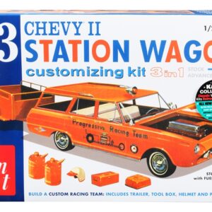 Skill 2 Model Kit 1963 Chevrolet II Station Wagon with Trailer 3-in-1 Kit 1/25 Scale Model by AMT