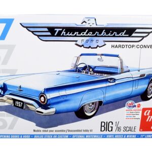 Skill 3 Model Kit 1957 Ford Thunderbird Convertible 2-in-1 Kit 1/16 Scale Model by AMT