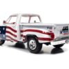 1980 Dodge D150 Adventurer Pickup Truck White with American Flag Graphics and Red Interior 1/18 Diecast Model Car by Auto World