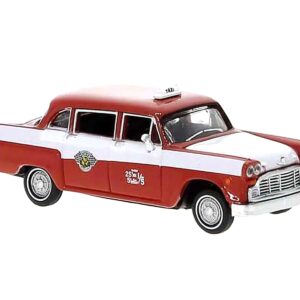 1974 Checker Cab Red and White “Kalamazoo” 1/87 (HO) Scale Model Car by Brekina