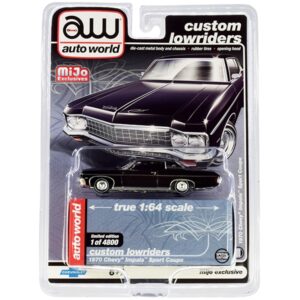 1970 Chevrolet Impala Sport Coupe Black “Custom Lowriders” Limited Edition to 4800 pieces Worldwide 1/64 Diecast Model Car by Auto World