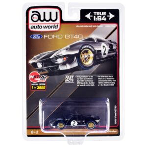 1966 Ford GT40 RHD (Right Hand Drive) #2 Black with Silver Stripes Limited Edition to 3600 pieces Worldwide 1/64 Diecast Model Car by Auto World