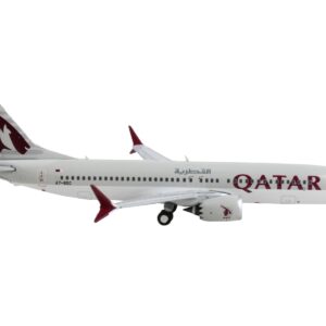 Boeing 737 MAX 8 Commercial Aircraft “Qatar Airways” Gray with Tail Graphics 1/400 Diecast Model Airplane by GeminiJets