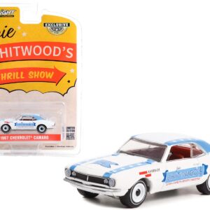 1967 Chevrolet Camaro White with Blue Stripes “Joie Chitwood’s Thrill Show: Legion of Worlds Greatest Daredevils” “Hobby Exclusive” Series 1/64 Diecast Model Car by Greenlight