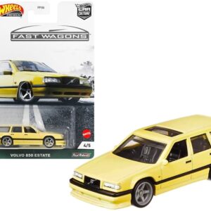 Volvo 850 Estate RHD (Right Hand Drive) with Sunroof Light Yellow “Fast Wagons” Series Diecast Model Car by Hot Wheels