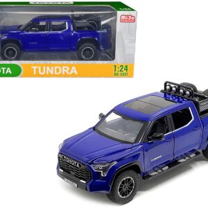 2023 Toyota Tundra TRD 4×4 Pickup Truck Blue Metallic with Sunroof and Wheel Rack 1/24 Diecast Model Car