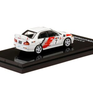 Mitsubishi Lancer GSR Evolution IV RHD (Right Hand Drive) #7 Scortia White “Groupe A Rally Graphics” 1/64 Diecast Model Car by Hobby Japan