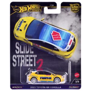 2023 Toyota GR Corolla “Rain X” Yellow “Slide Street 2” Series Diecast Model Car by Hot Wheels