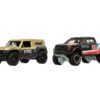 Ford Bronco R Gold Metallic and Black and 2017 Ford F-150 Raptor Pickup Truck #17 Black with Stripes “Car Culture” Set of 2 Cars Diecast Model Cars by Hot Wheels