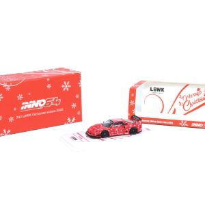 LBWK (Liberty Walk) F40 Red with Graphics “Christmas 2023 Special Edition” 1/64 Diecast Model Car by Inno Models