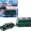 1997 Chevrolet Tahoe “Central County Sheriff” Emerald Green and Gray with “SWAT” Camper Trailer Limited Edition to 9652 pieces Worldwide “Truck and Trailer” Series 1/64 Diecast Model Car by Johnny Lightning