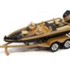 1980 Chevrolet Monte Carlo Light Camel Gold Metallic with Bass Boat and Trailer Limited Edition to 7264 pieces Worldwide “Tow & Go” Series 1/64 Diecast Model Car by Johnny Lightning