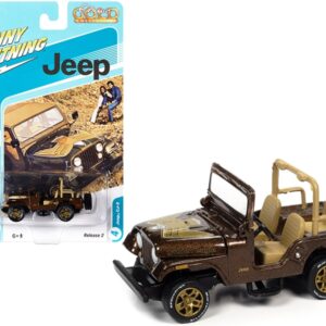 Jeep CJ-5 Mocha Brown Metallic with Golden Eagle Graphics “Classic Gold Collection” Series Limited Edition to 7418 pieces Worldwide 1/64 Diecast Model Car by Johnny Lightning