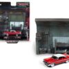 1958 Plymouth Fury Red with “Darnell’s Garage” Interior Diorama from “Christine” (1983) Movie 1/64 Diecast Model by Johnny Lightning