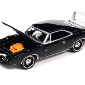 1969 Dodge Charger Daytona Black with White Tail Stripe “MCACN (Muscle Car and Corvette Nationals)” Limited Edition to 4236 pieces Worldwide “Muscle Cars USA” Series 1/64 Diecast Model Car by Johnny Lightning