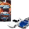 1982 Mazda RX-7 White and 1981 Datsun 280ZX Blue and Silver “Import Heat” Set of 2 Cars 1/64 Diecast Model Cars by Johnny Lightning