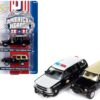 1997 Chevrolet Tahoe “Texas Highway Patrol – Department of Public Safety” Black and White and Jeep Cherokee XJ “Florida State Trooper K9 Unit” Black with Tan Top “American Heroes” Series Set of 2 Cars 1/64 Diecast Model Cars by Johnny Lightning