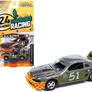 1990s Ford Mustang Race Car #51 Military Green and Dark Silver Metallic “Old Crows” “24 Hours of Lemons” Limited Edition to 4740 pieces Worldwide “Street Freaks” Series 1/64 Diecast Model Car by Johnny Lightning