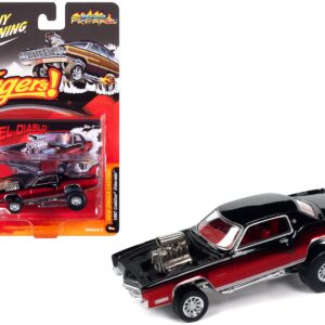 1967 Cadillac Eldorado “El Diablo” Tuxedo Black and Red Velvet Metallic “Zingers!” Limited Edition to 2620 pieces Worldwide “Street Freaks” Series 1/64 Diecast Model Car by Johnny Lightning