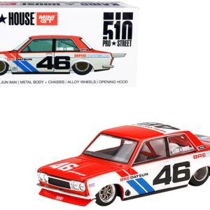 Datsun 510 Pro Street Version 2 #46 “BRE” Red and White (Designed by Jun Imai) “Kaido House” Special 1/64 Diecast Model Car by Mini GT