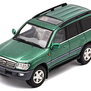 Toyota Land Cruiser 100 Green Metallic with Roof Rack 1/64 Diecast Model Car by GCD