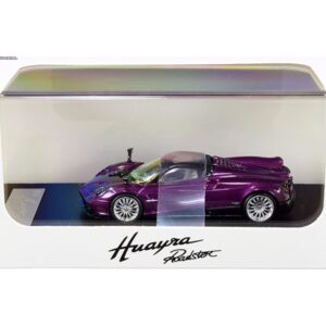 Pagani Huayra Roadster Purple Metallic with Carbon Top and Carbon Accents 1/64 Diecast Model Car by LCD Models